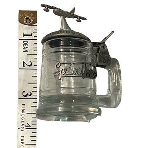 SPRUCE GOOSE Shot Glass Pewter Lid Collectible Mini Crystal Beer Stein